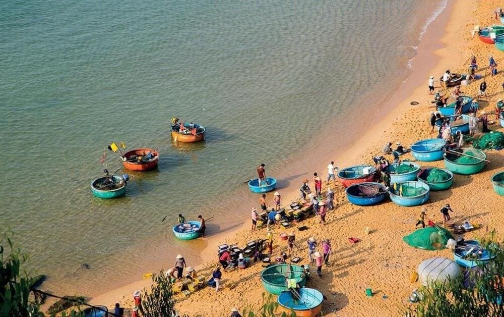 Làng chài Nhơn Lý – nơi ba mặt tựa núi, một mặt hướng biển, ôm trọn vẻ đẹp hoang sơ và bình yên của Phương Mai (Nguồn: Báo Lao Động)